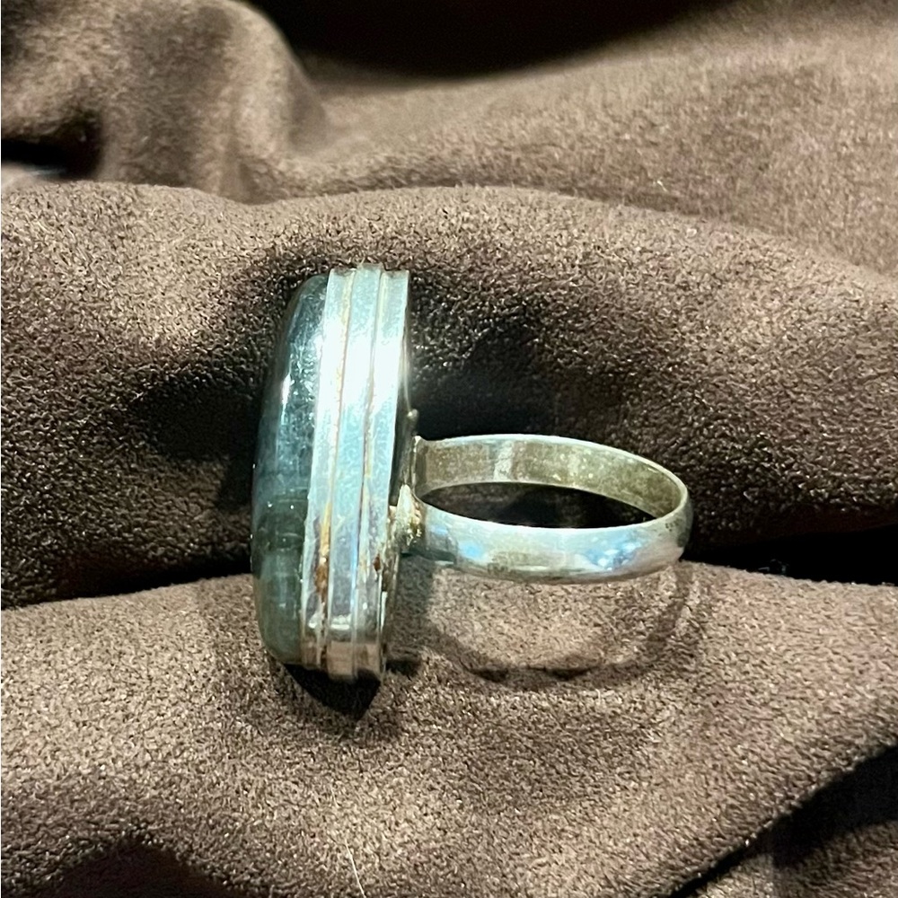 Blue And Silver Labradorite Statement Ring - image 4